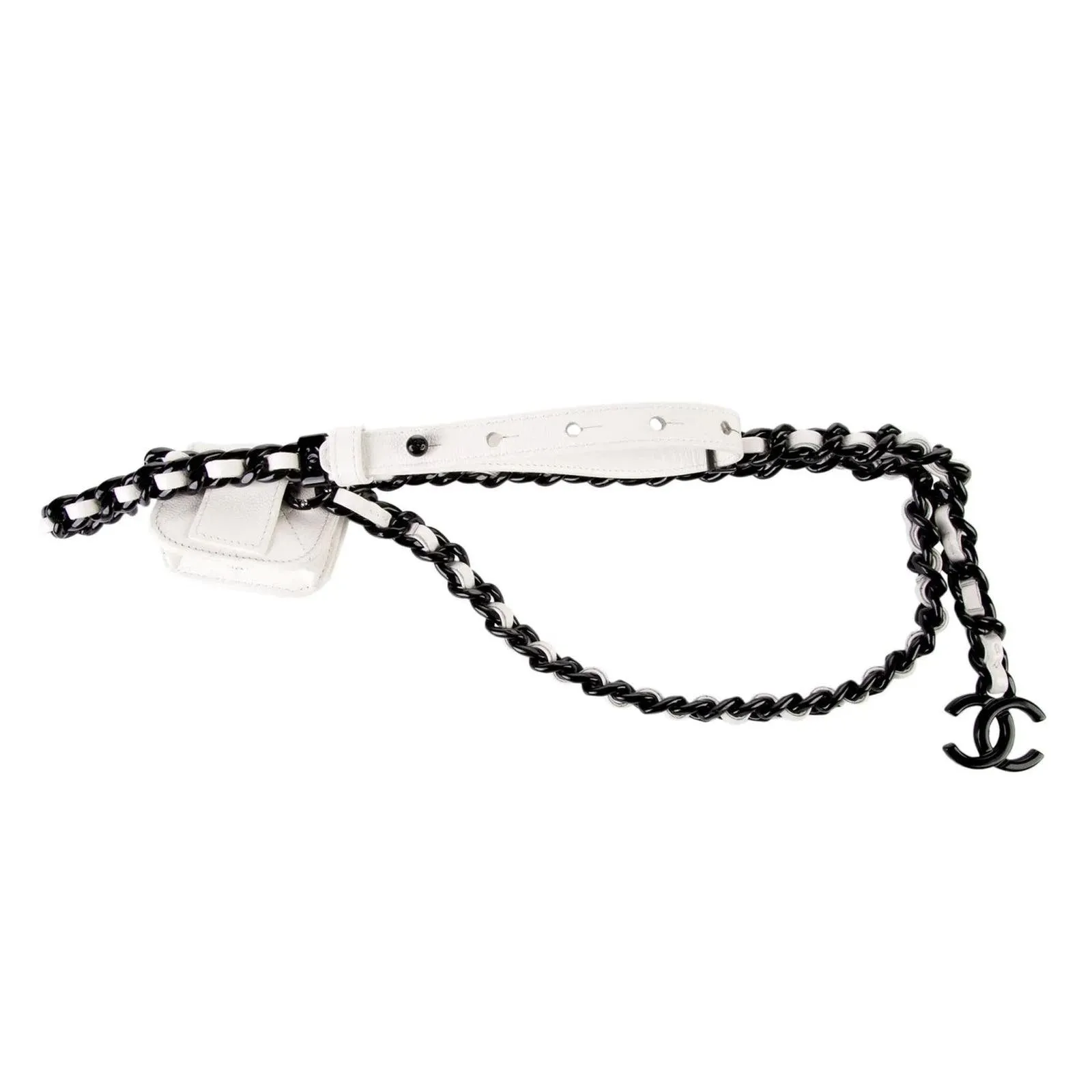 Chanel 2020 White Caviar Quilted Micro Mini Flap Waist Belt Bag Black Hardware
