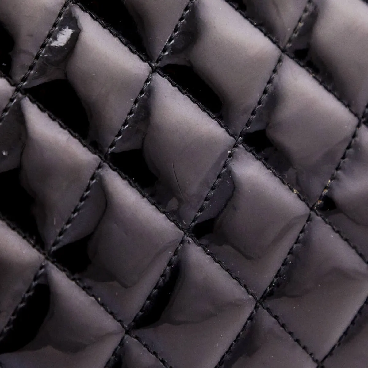 Chanel Black Patent Quilted Large Just Mademoiselle Bowling Bag