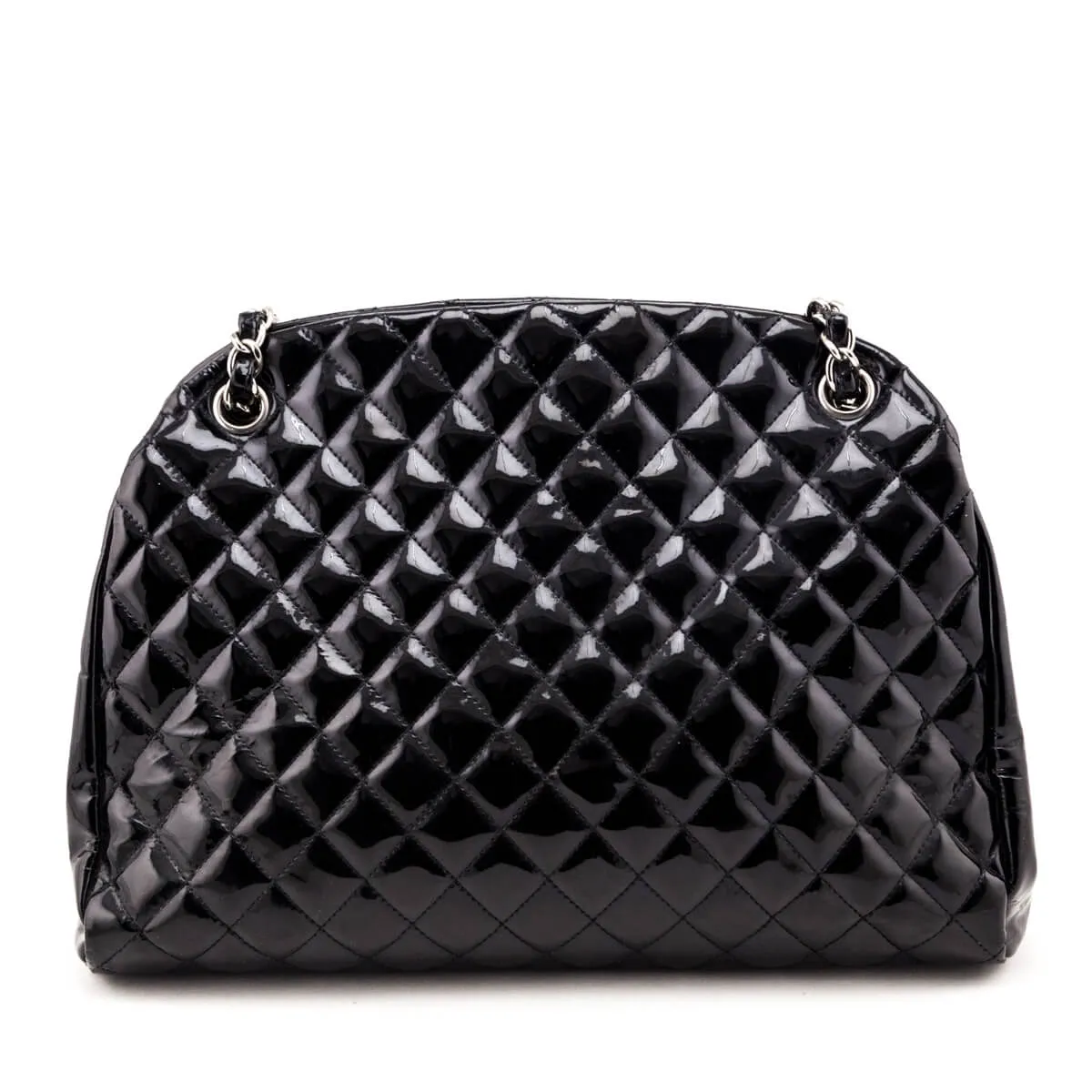 Chanel Black Patent Quilted Large Just Mademoiselle Bowling Bag