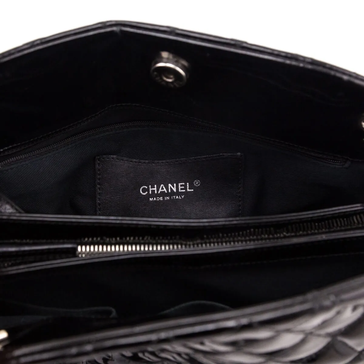 Chanel Black Patent Quilted Large Just Mademoiselle Bowling Bag