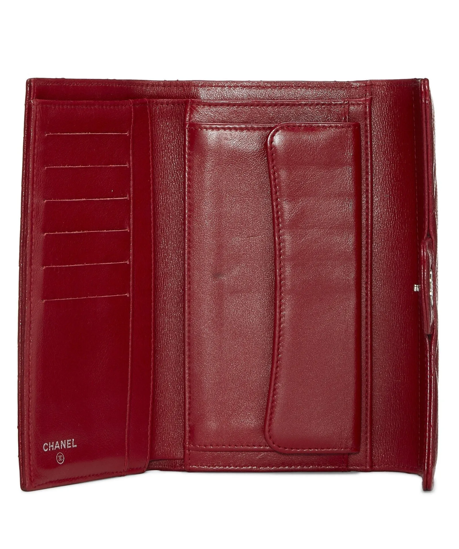 CHANEL CAVIAR QUILTED RED FLAP TRIFOLD WALLET