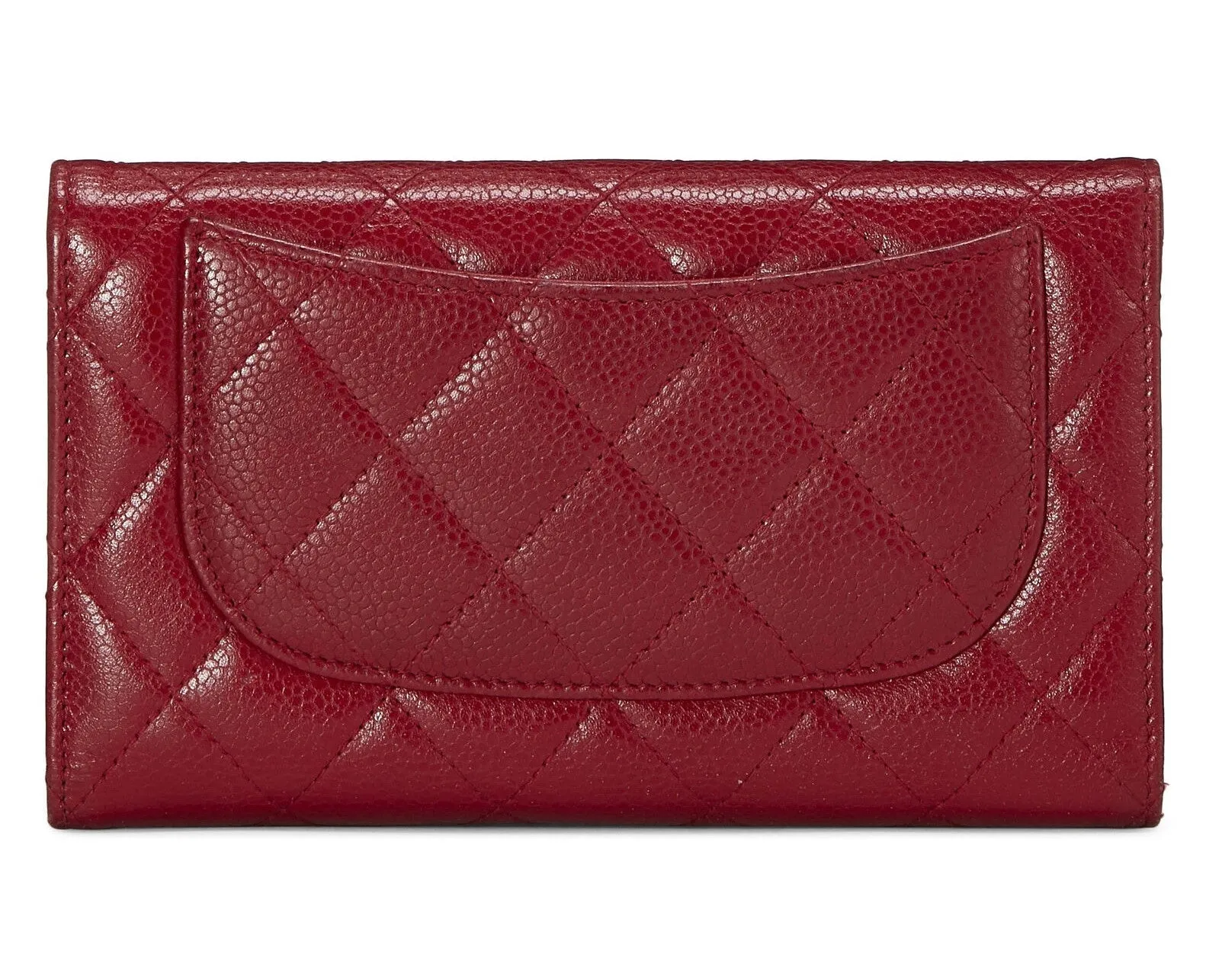 CHANEL CAVIAR QUILTED RED FLAP TRIFOLD WALLET