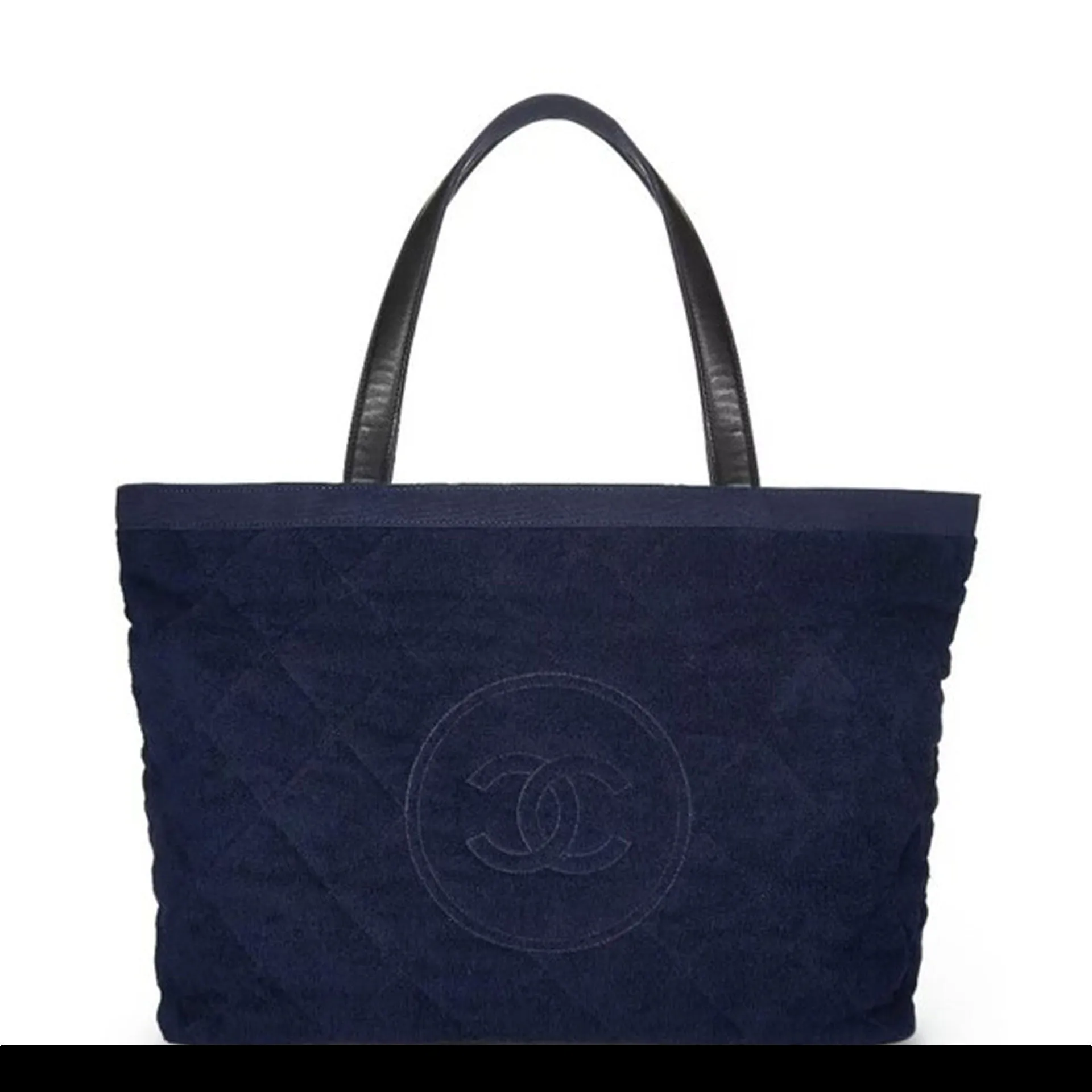 Chanel Timeless Tote XL Navy Blue Beach Bag