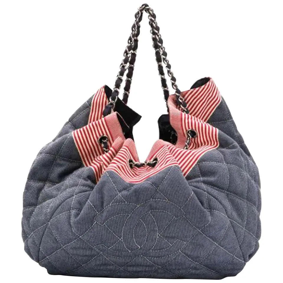 Chanel Vintage Diamond Quilted Drawstring Tote