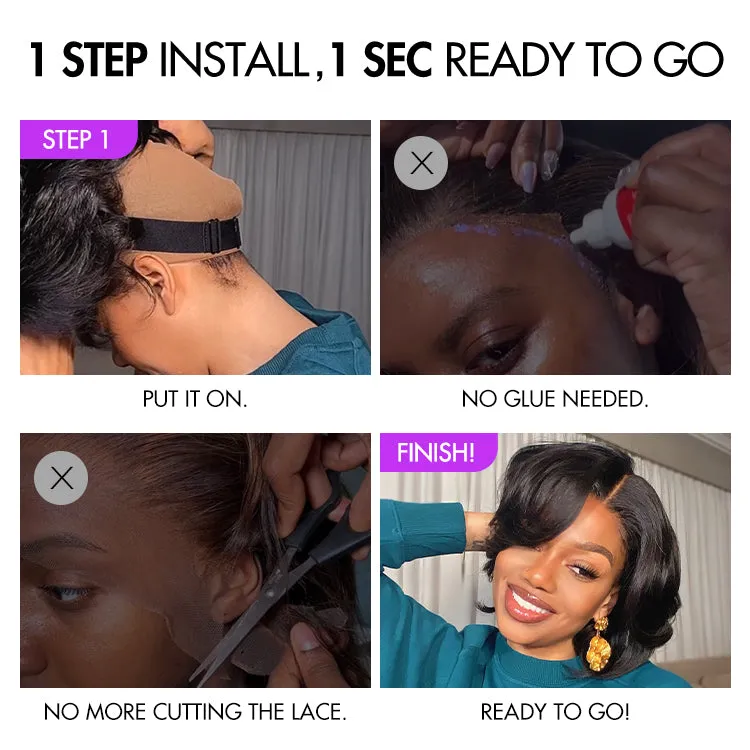 Crazy Wednesday | 1 SEC INSTALL WIG | Elegant Boss Vibe Short Pixie Cut Natural Black / Ombre Brown Glueless Minimalist HD Lace Wig Pre Cut Lace