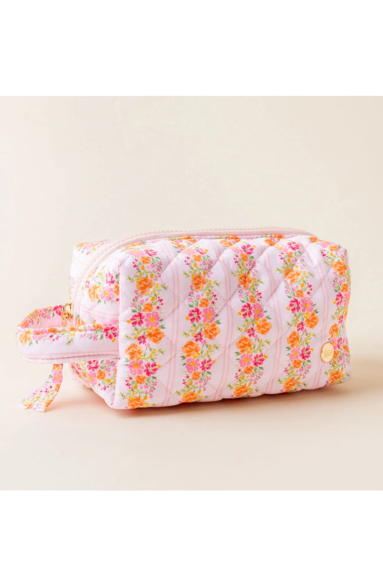 Essentials Quilted Cosmetic Pouch Pink