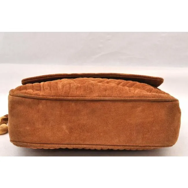 Fendi Bucket Quilted Pasta Design Satchel Shouldercross Body Caramel Quilted Suedegold Leather Shoul