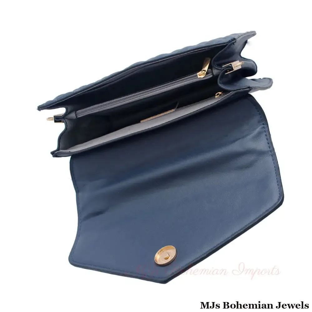 Navy Quilted Scarf Crossbody