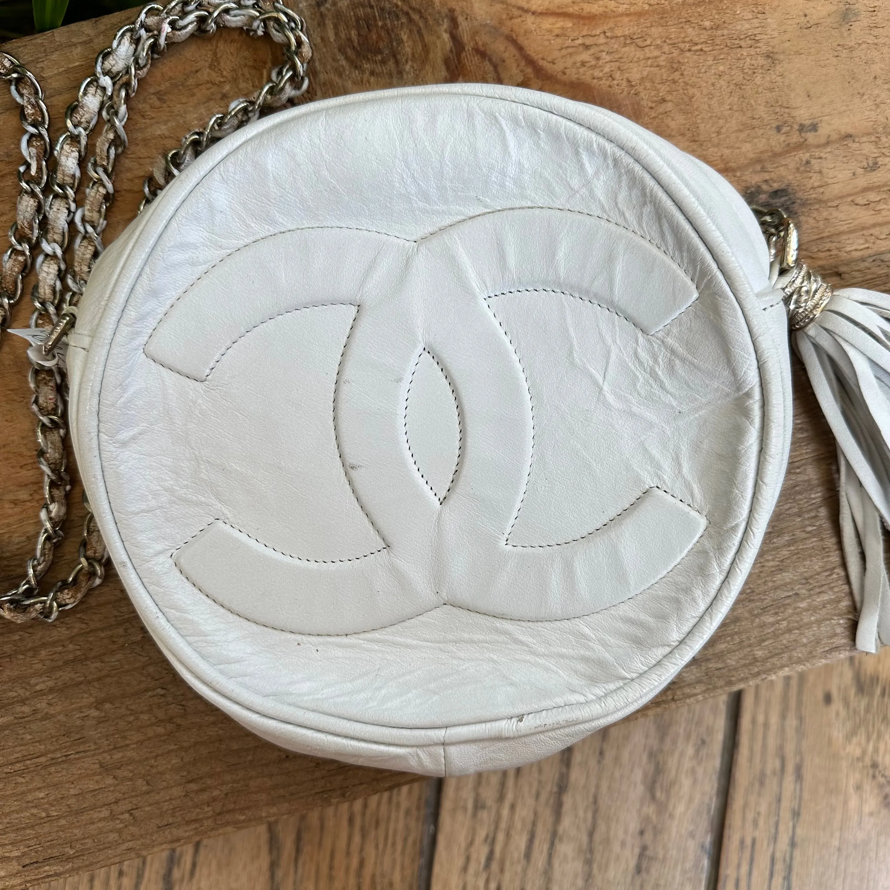 Quilted Chanel Round Fringe Pochette