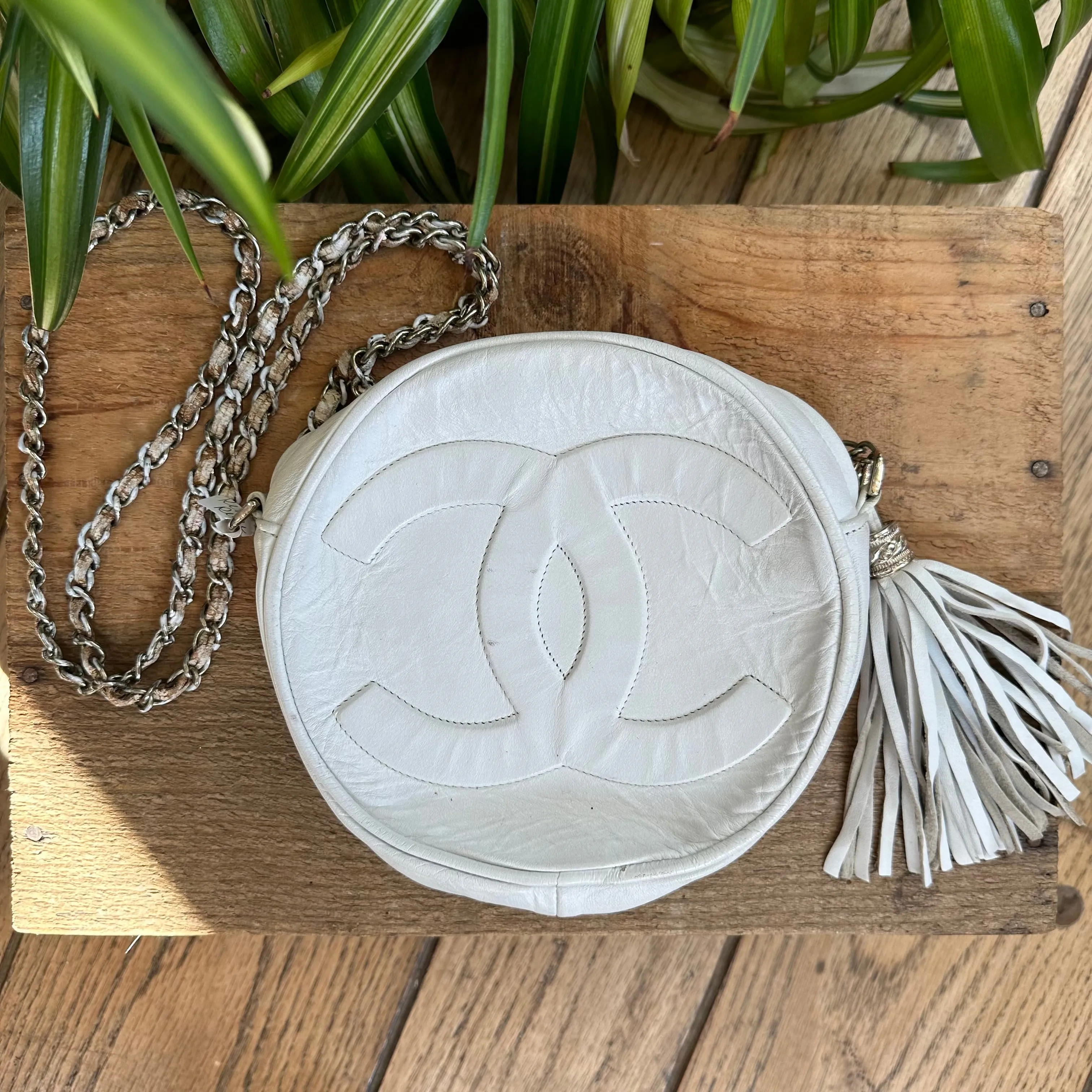 Quilted Chanel Round Fringe Pochette