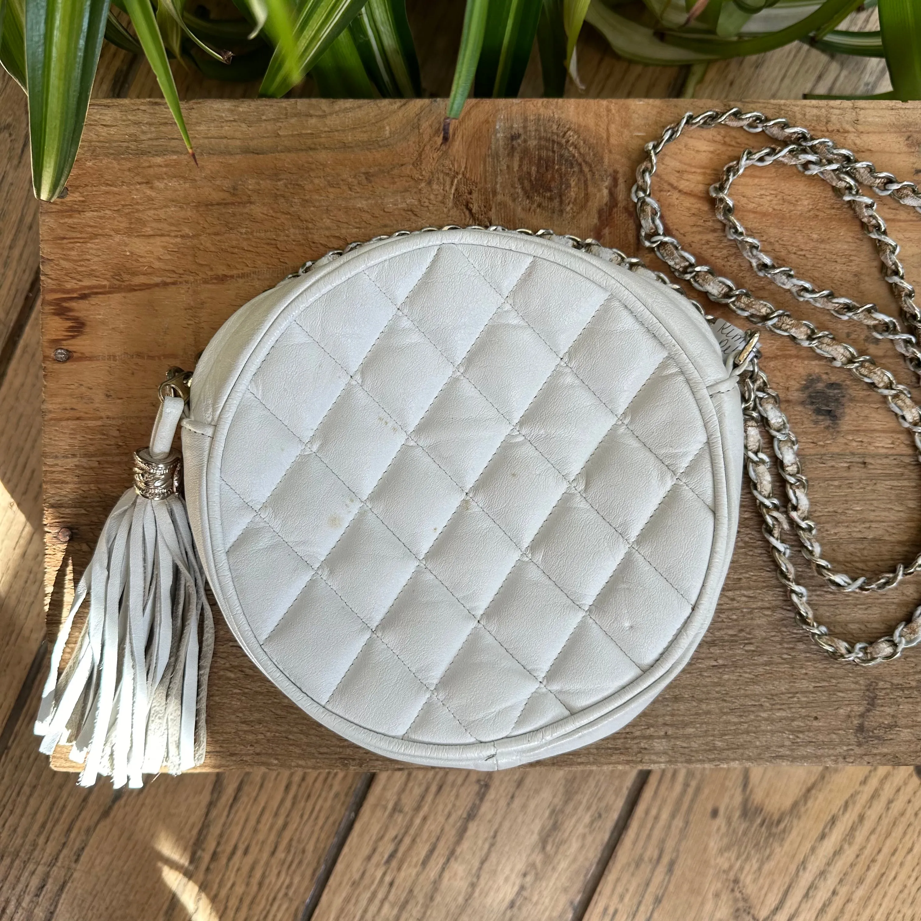 Quilted Chanel Round Fringe Pochette