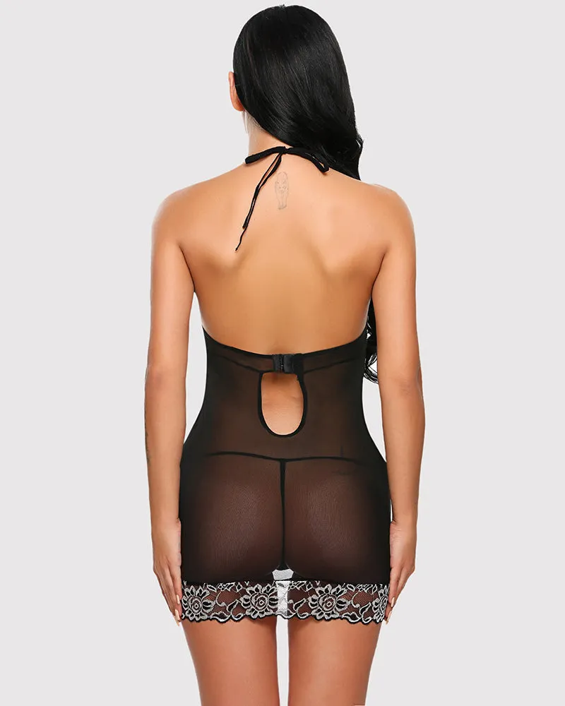 V-Neck Lace Babydoll Lingerie