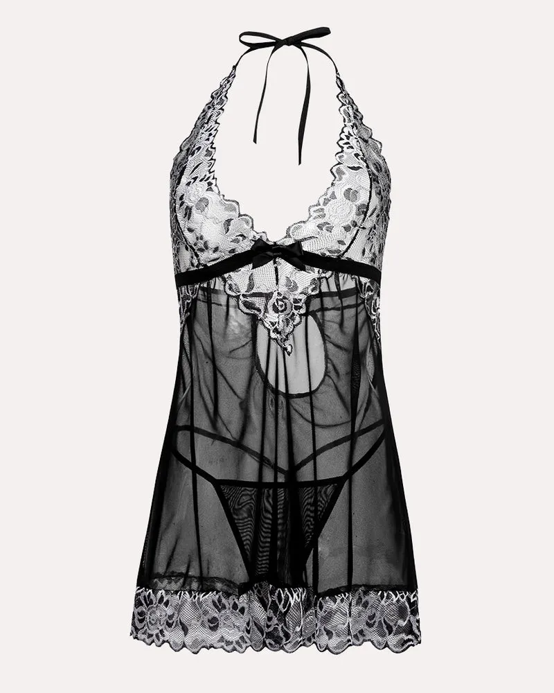V-Neck Lace Babydoll Lingerie