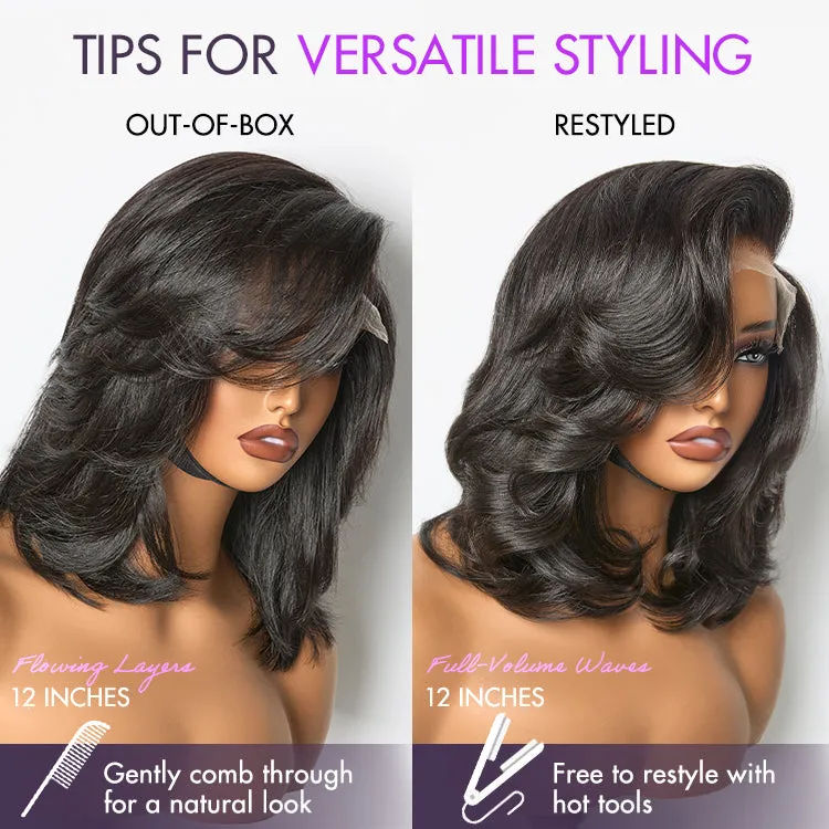 VIP ONLY | Effortlessly Chic Layered Haircut Wavy Glueless HD Minimalist Lace Short Wig