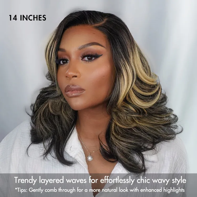 VIP ONLY | Effortlessly Chic Layered Haircut Wavy Glueless HD Minimalist Lace Short Wig