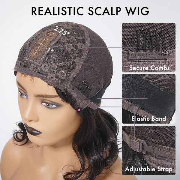 Weekly Special | Mature Lady Short Loose Wave Minimalist Lace Shoulder Length Wavy Bob Wig with Bangs